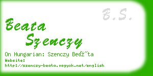 beata szenczy business card